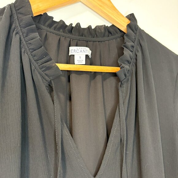 J. Crew Mercantile Sheer Black‎ Long Sleeve Dress Size Small - Picture 5 of 6